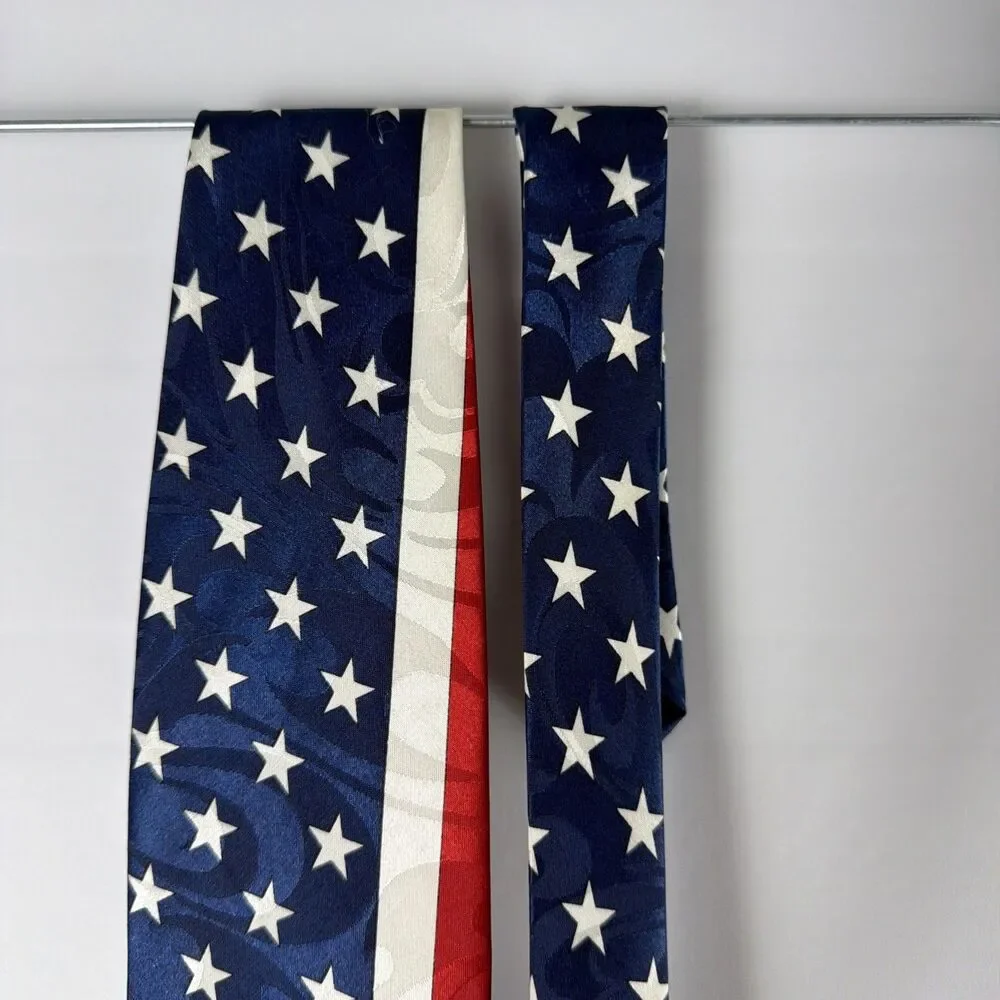 American Flag 250 USA Eagle Stars Stripes Patriotic Neck Tie Roberto Cellini